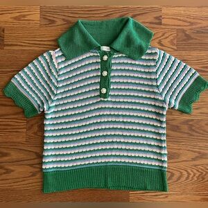 Zara Flower Button Polo Sweater